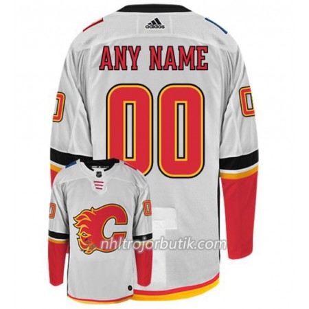Män Ishockey Calgary Flames Tröja med eget tryck  Adidas Vit Authentic